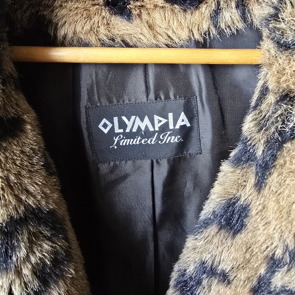 Vintage Olympia Limited Inc Leopard Print Faux Fur Parka Jacket Size Medium - Picture 7 of 12